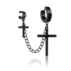 Black titanium steel cross earrings