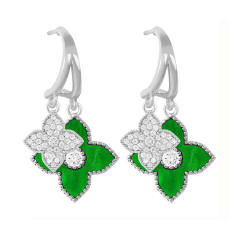 Korean fashion rhinestone color clover earrings