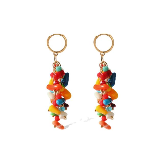 Natural stone beads huggie earrings