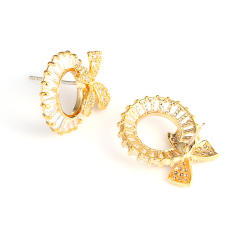AAA cubic zircon bow ring ear studs