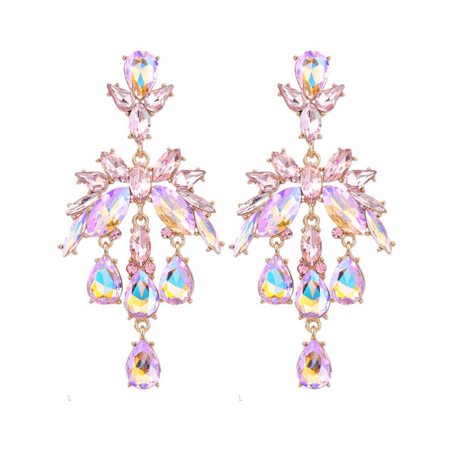 Luxury drop glass crystal statement earrings