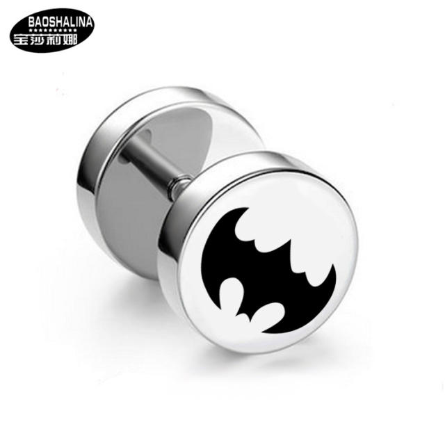 Pentagram titanium dumbbell black earings
