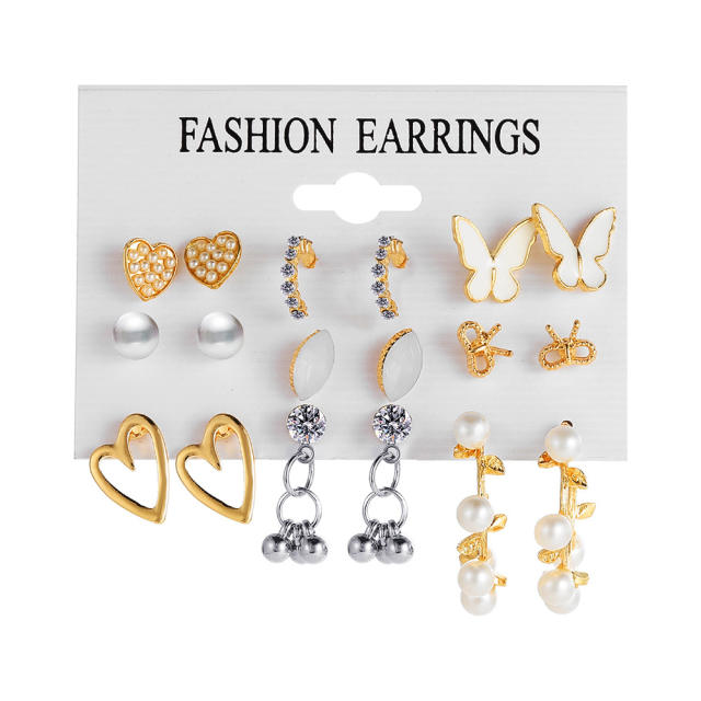 Creative 9 pair acrylic butterfly earrings set