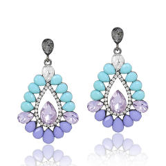 Color acrylic glass crystal drop earrings
