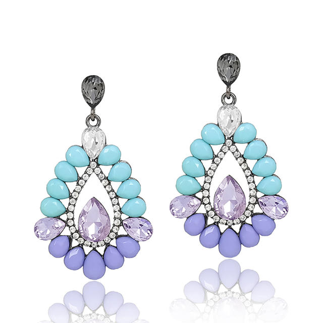 Color acrylic glass crystal drop earrings