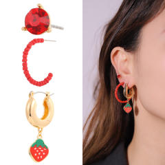 Cute fruit color seed beads earrings set 3pcs
