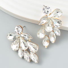 Glass crystal statement ear studs