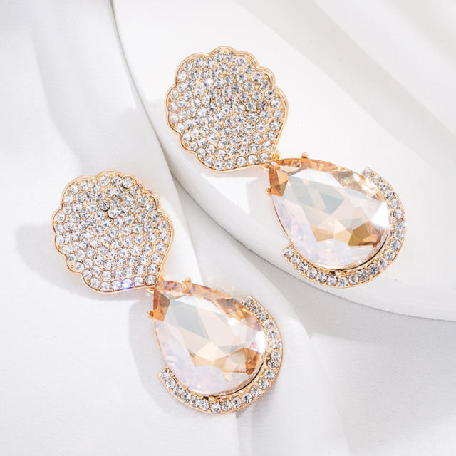 Colored drop glass crystal dangle earrings