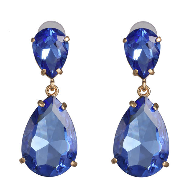 Colored glass crystal drop earrings