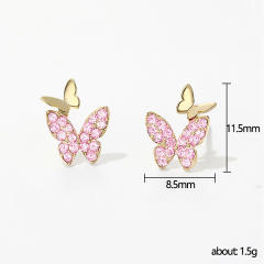 Elegant tiny butterfyl rhinestone ear studs