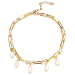 Waterpearl two layer stainless steel anklet