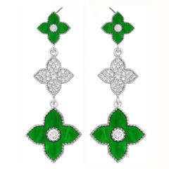Classic color clover rhinestone dangle earrings