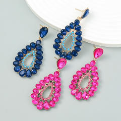 Color glass crystal statement drop earrings