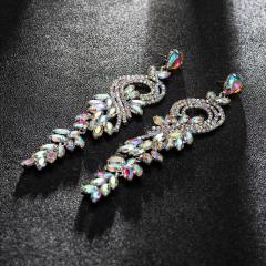 Luxury glass crystal rhinestone pave setting bridal earrings