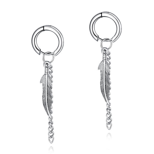 Fashion fringe titanium Steel chain earrings