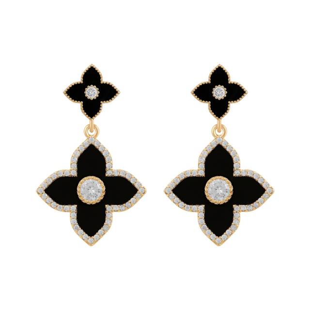 Korean fashion color clover earrings