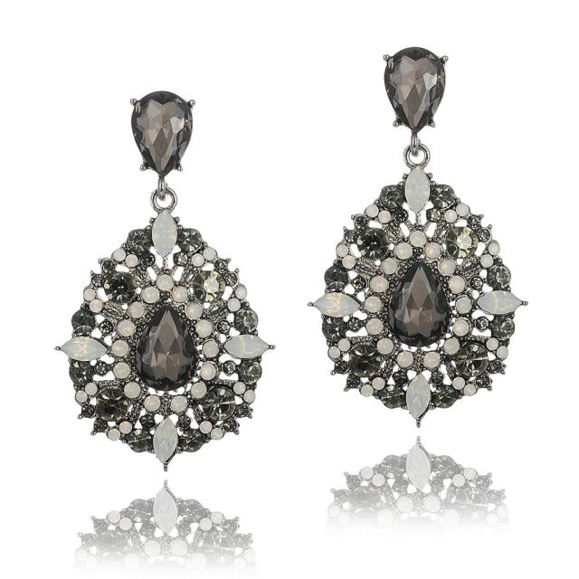 Black color glass crystal drop earrings for women