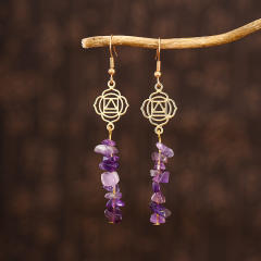 Natural stone amethyst dangle earrings