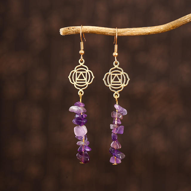 Natural stone amethyst dangle earrings