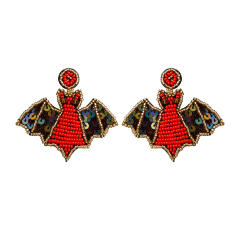 Punk design handmade beaded bat earrings