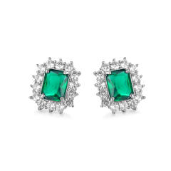 Emerald cut diamond colored ear studs