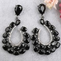Elegant colorful glass crystal hollow drop earrings