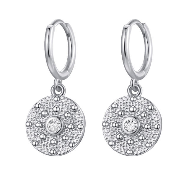 Vintage evil eye coin charm huggie earrings
