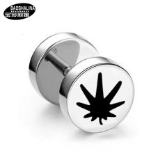 Pentagram titanium dumbbell black earings