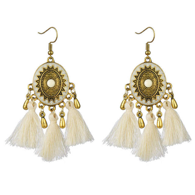 Color enamel color tassel national earrings