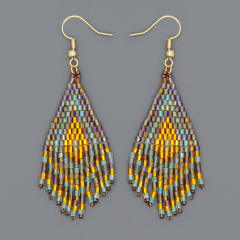 Boho handmade beaded tassel earrings