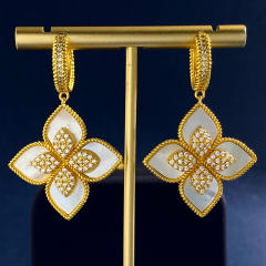 Classic rhinestone clover colorful dangle earrings