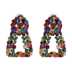 Geometric shape glass crystal statement dangle earrings