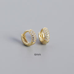 S925 three line cubic zircon huggie earrings