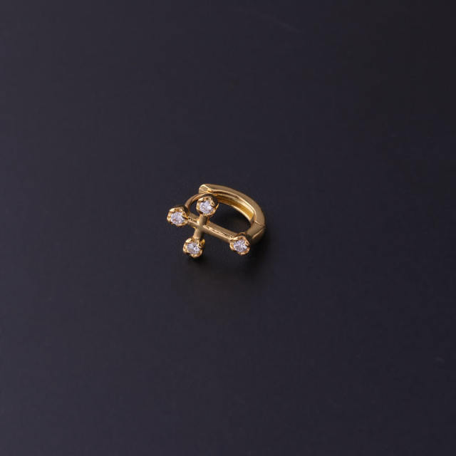 Occident fashion cubic zircon copper huggie earrings