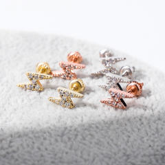 Hip hop zircon stud earrings