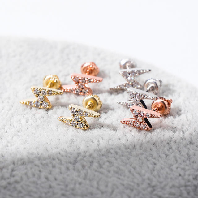 Hip hop zircon stud earrings
