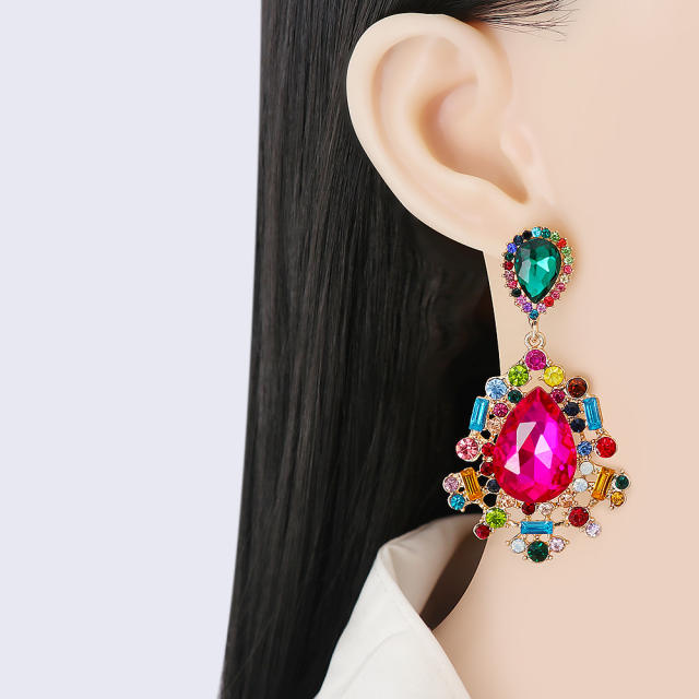 Colored crystal drop earrings