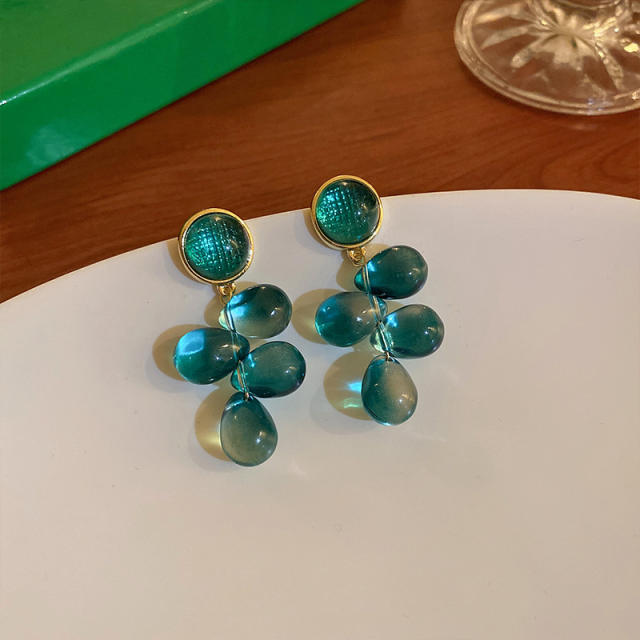 Baroque green color beads dangle earrings