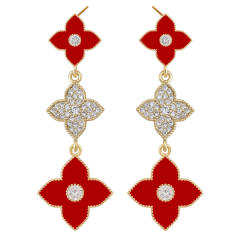 Classic color clover rhinestone dangle earrings
