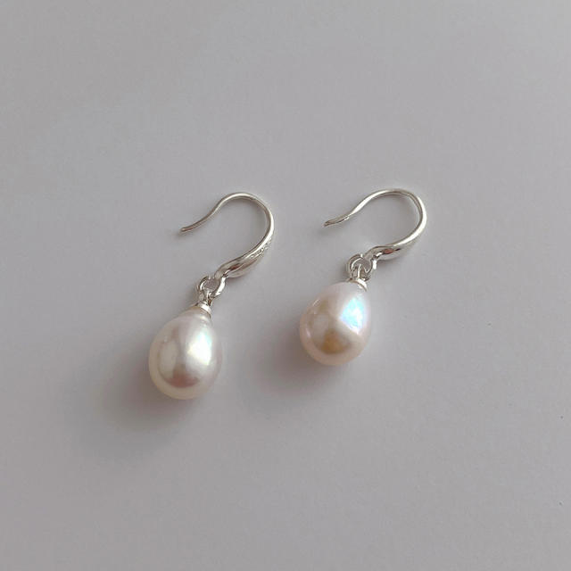 Classic water pearl 925 needle earrings for women