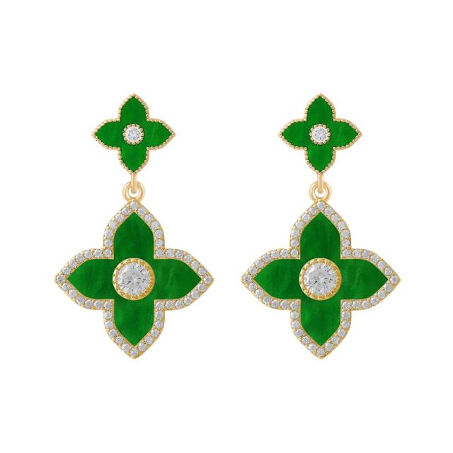 Korean fashion color clover earrings