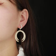 Hip hop zircon u-shaped earrings