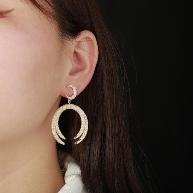 Hip hop zircon u-shaped earrings