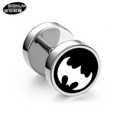 Pentagram titanium dumbbell black earings