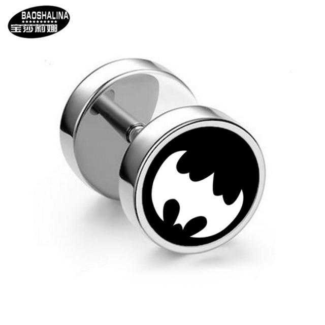 Pentagram titanium dumbbell black earings