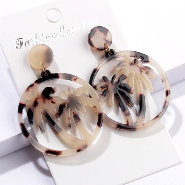 Creative summer coconut acetate plate round earrings