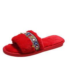 Fluffy flat slippers