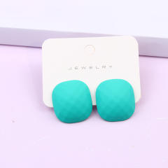 Concise candy color square shape ear match ear studs