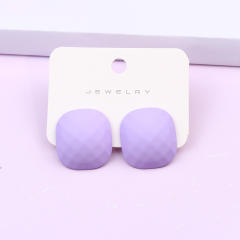Concise candy color square shape ear match ear studs
