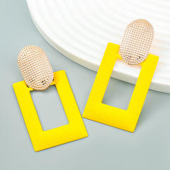 INS geometric spray paint square earrings
